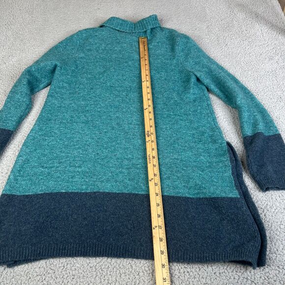 Soft Surroundings Tunic Sweater Women S Teal Wool Blend Side Button Shawl Collar - Picture 7 of 14